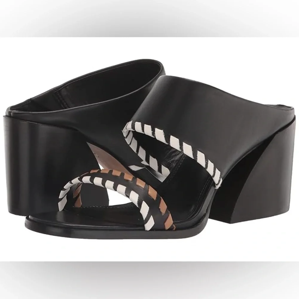 Vince Camuto Kafinny Sandal 7 New Black / white / tan - Picture 1 of 13